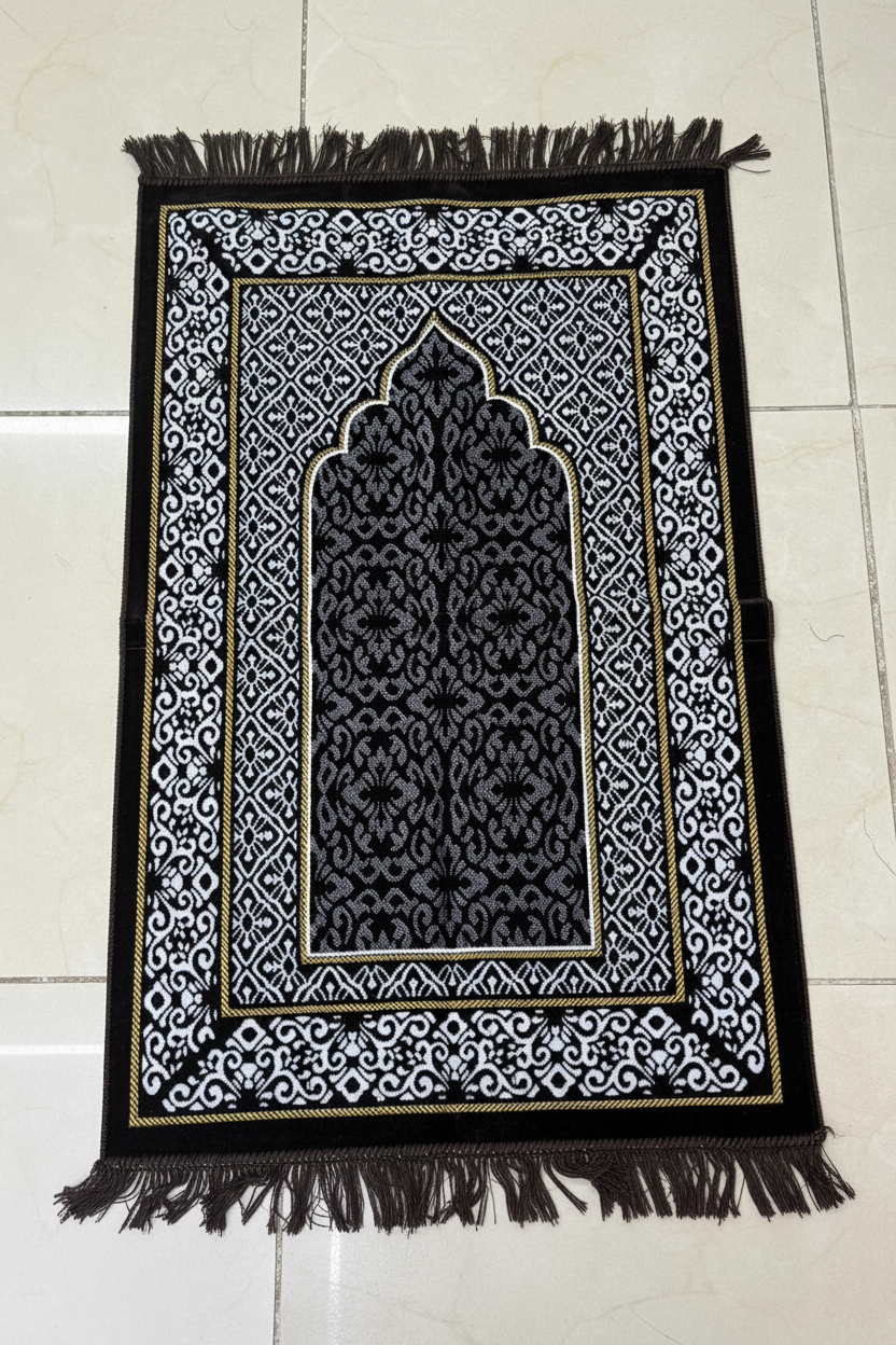 Black Turkish Prayer Mat